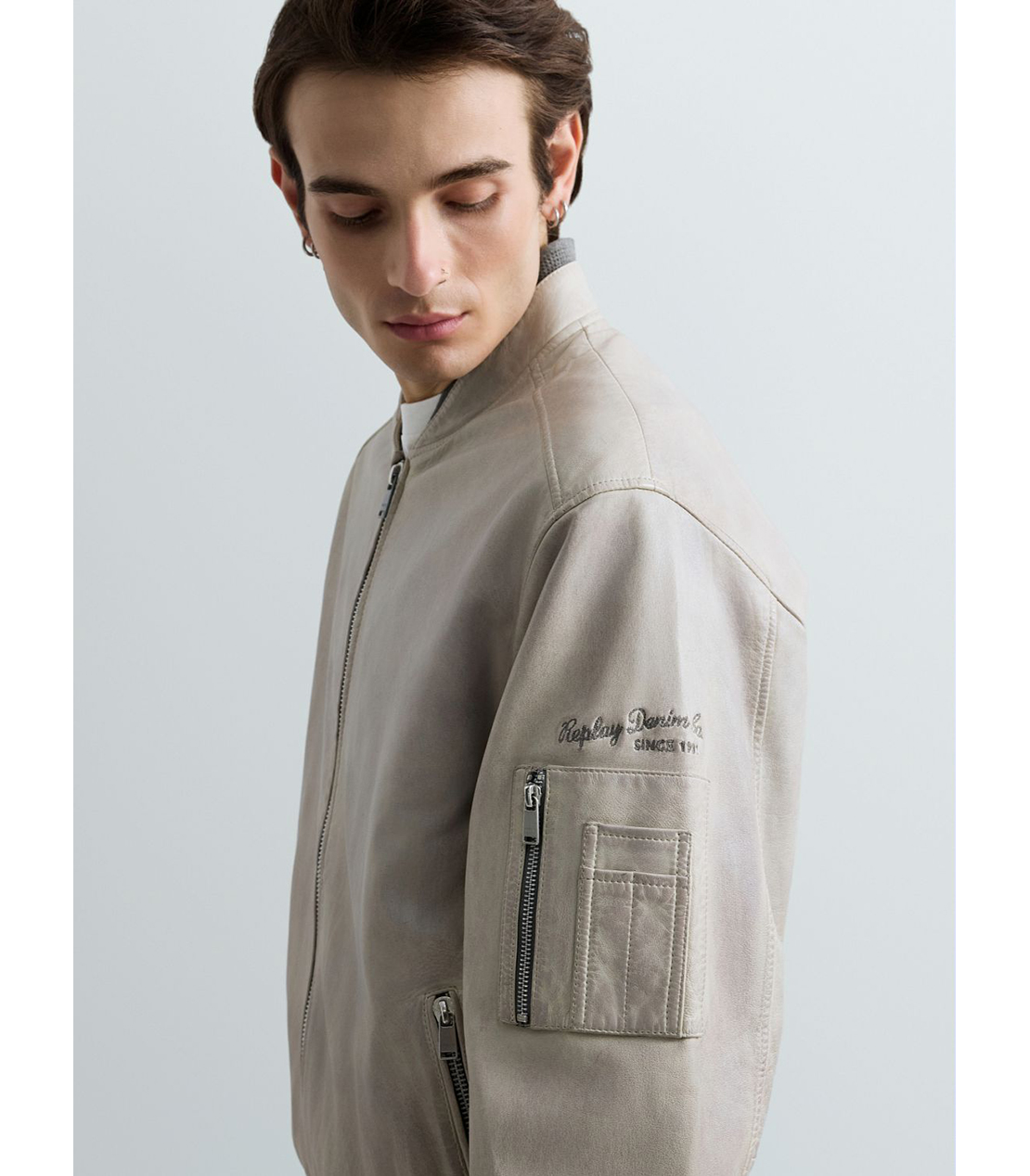 ラムレザーボンバージャケット 詳細画像 グレイッシュベージュ 7